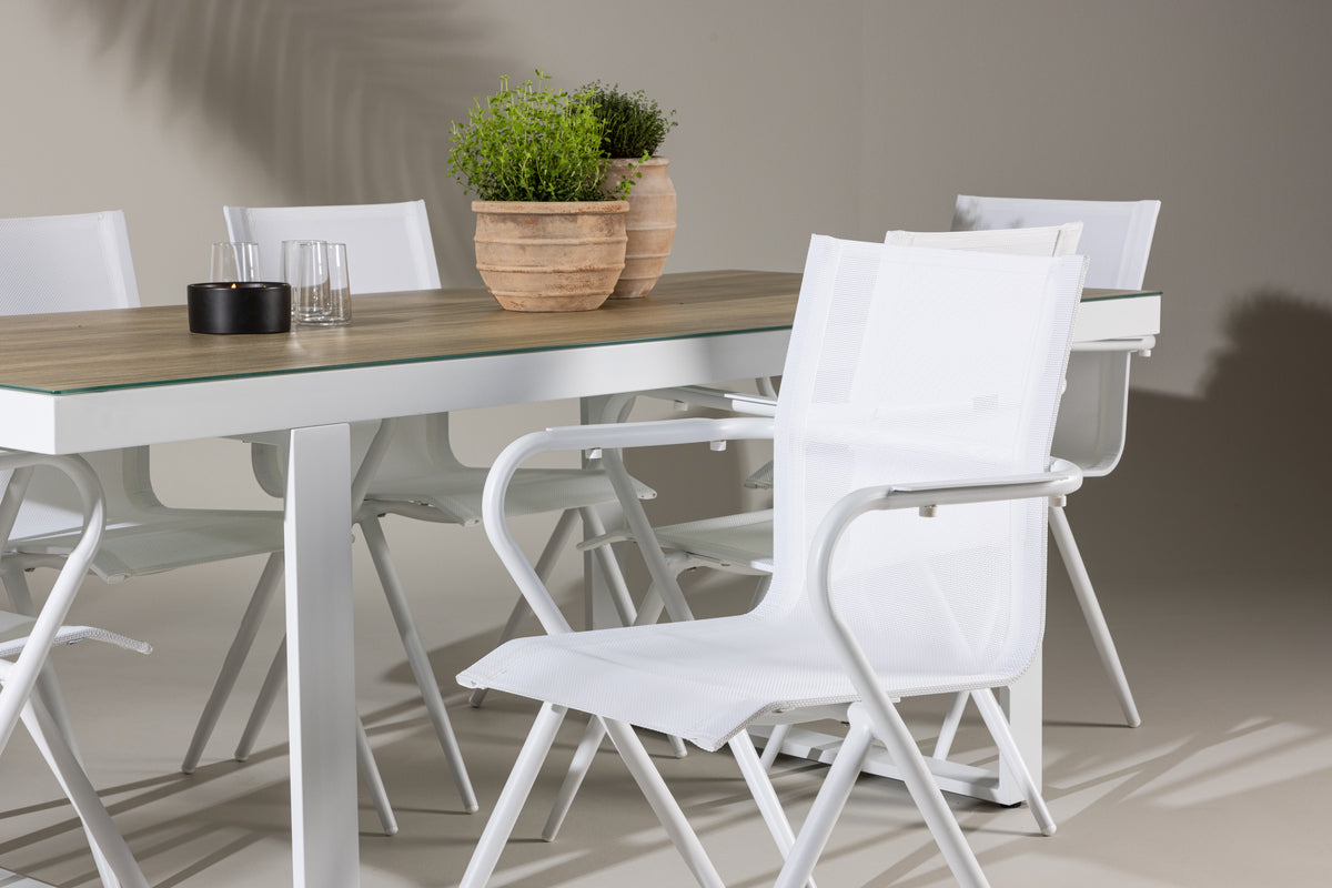 Spisebordsstol 6-pak Hvid + Rektangulært spisebord 200 x 90 Hvid