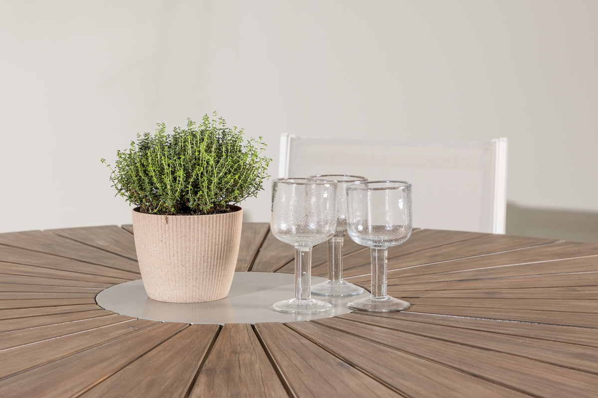 Spisebordsstol 2-pak Beige + Rundt spisebord 140 Brun