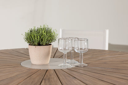 Spisebordsstol 2-pak Beige + Rundt spisebord 140 Brun