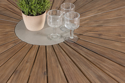 Spisebordsstol 2-pak Beige + Rundt spisebord 140 Brun