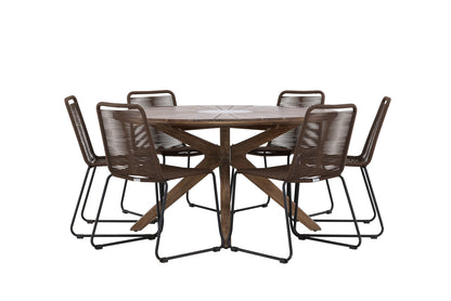 Spisebordsstol 2-pak Brun/Sort + Rundt Spisebord 140 Brun