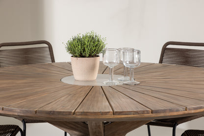 Spisebordsstol 2-pak Brun/Sort + Rundt Spisebord 140 Brun