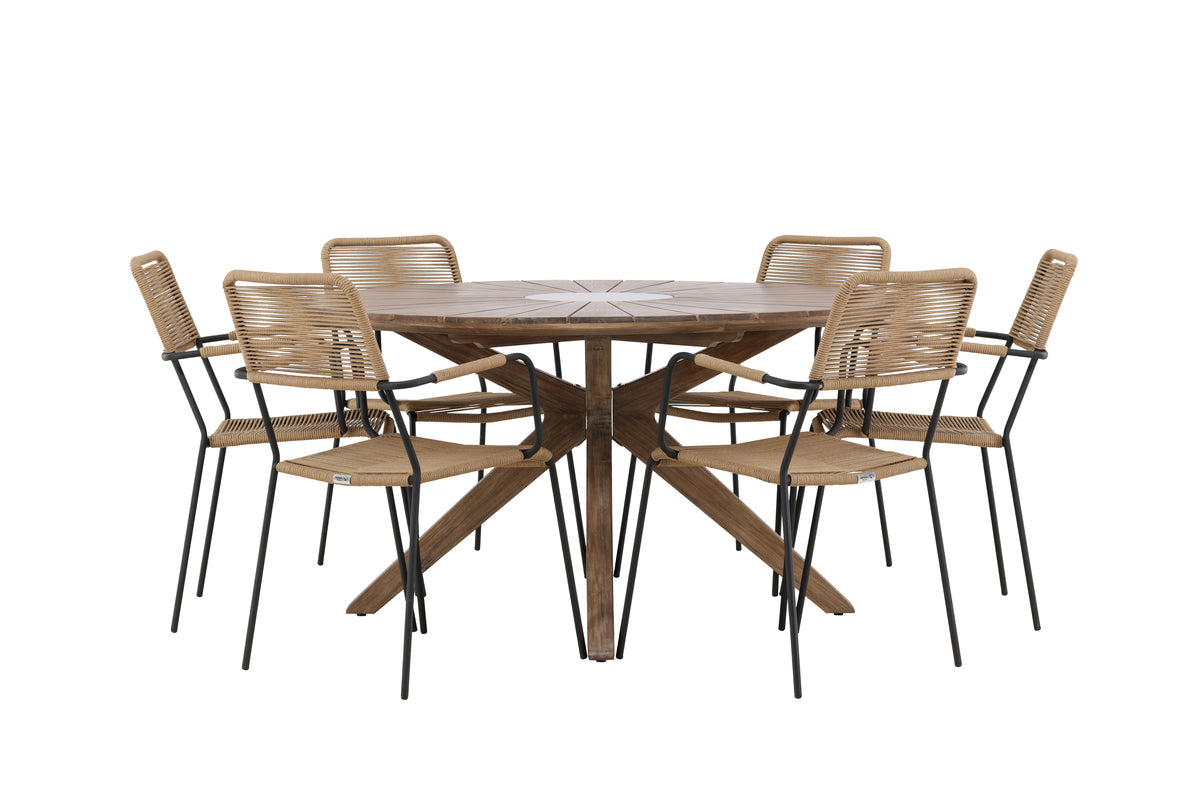 Spisebordsstol 2-pak Brun + Rundt Spisebord 140 Brun