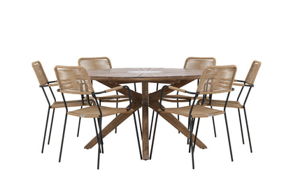 Spisebordsstol 2-pak Brun + Rundt Spisebord 140 Brun