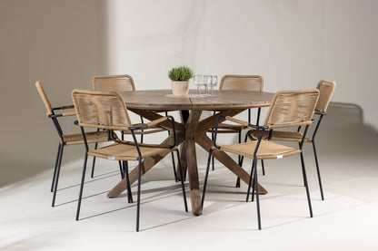 Spisebordsstol 2-pak Brun + Rundt Spisebord 140 Brun