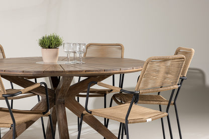 Spisebordsstol 2-pak Brun + Rundt Spisebord 140 Brun