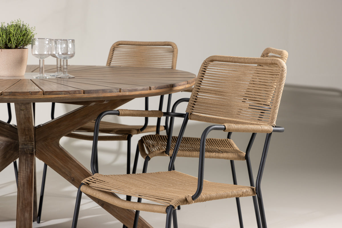 Spisebordsstol 2-pak Brun + Rundt Spisebord 140 Brun