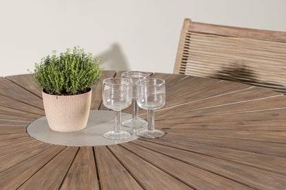 Rundt spisebord 140 Brun + Spisestol 2-pak Brun