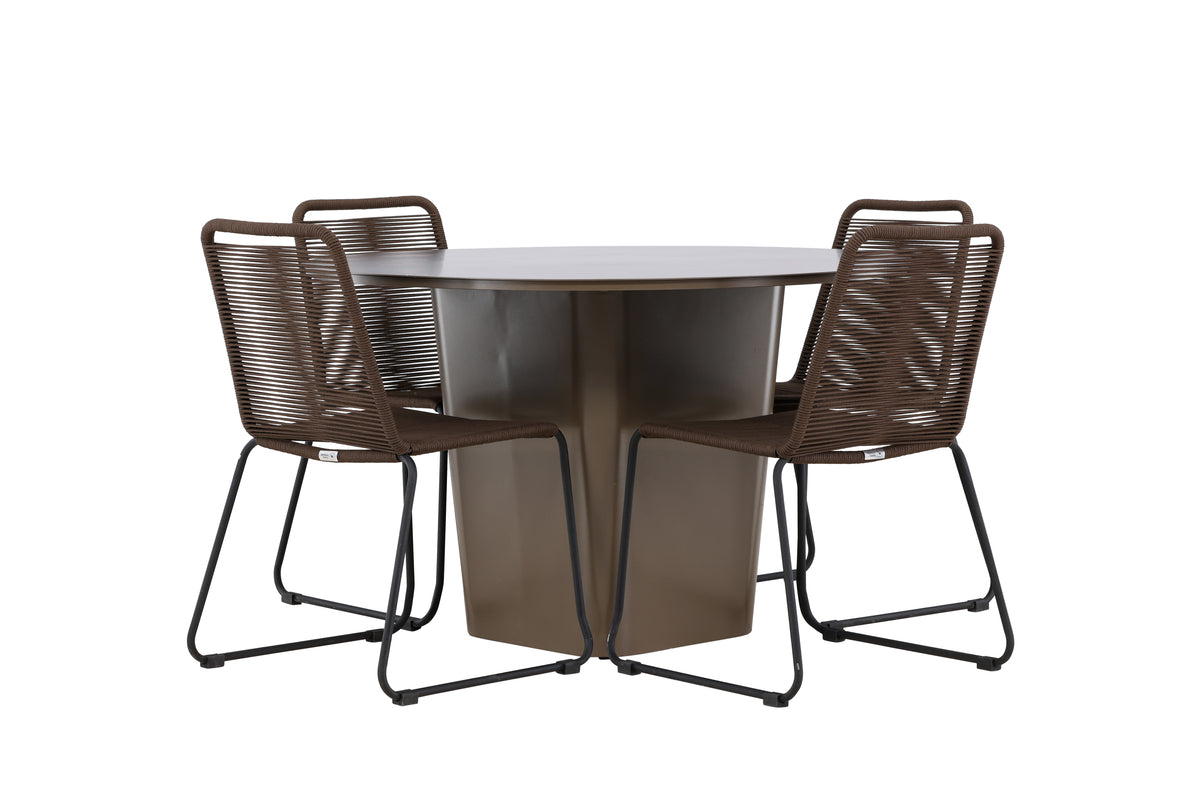 Spisebordsstol 2-pak Brun/Sort + Rundt Spisebord 120 Brun