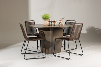 Spisebordsstol 2-pak Brun/Sort + Rundt Spisebord 120 Brun