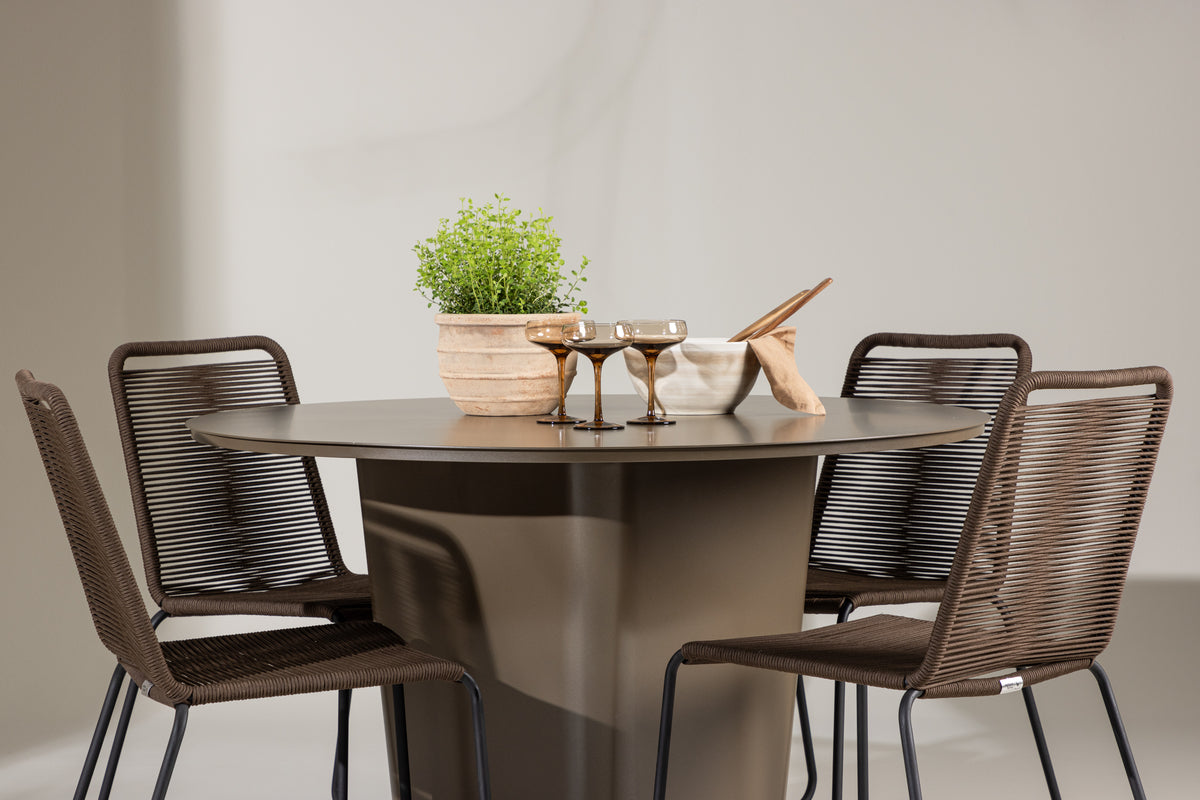 Spisebordsstol 2-pak Brun/Sort + Rundt Spisebord 120 Brun