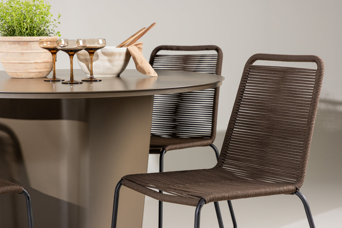 Spisebordsstol 2-pak Brun/Sort + Rundt Spisebord 120 Brun