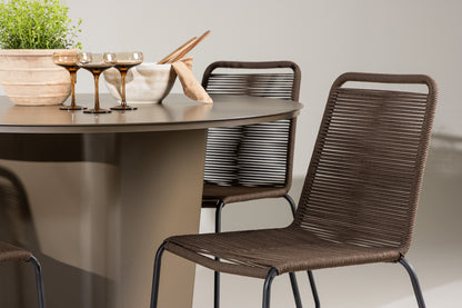 Spisebordsstol 2-pak Brun/Sort + Rundt Spisebord 120 Brun