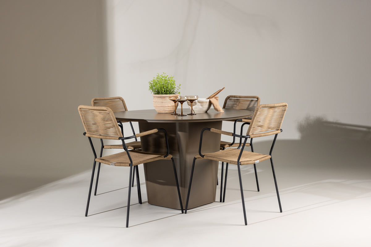 Spisebordsstol 2-pak Brun + Rundt Spisebord 120 Brun