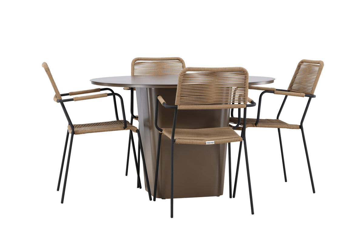 Spisebordsstol 2-pak Brun + Rundt Spisebord 120 Brun