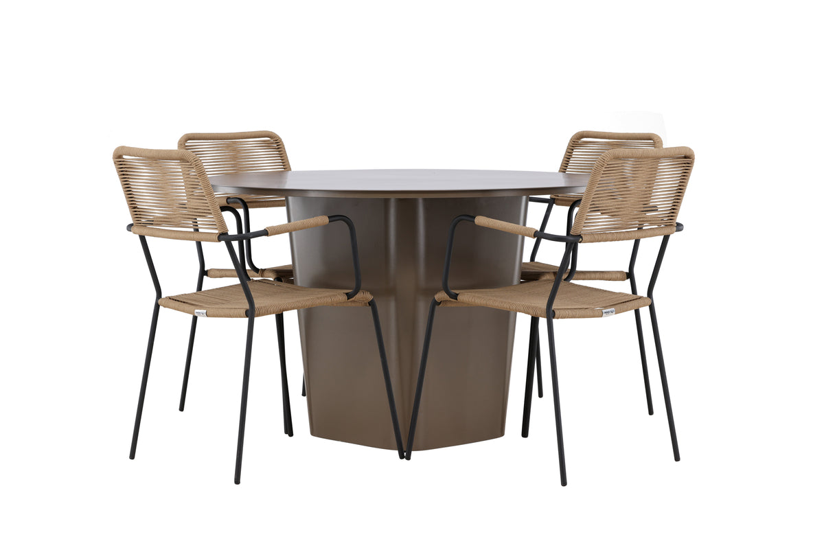 Spisebordsstol 2-pak Brun + Rundt Spisebord 120 Brun