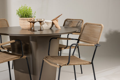 Spisebordsstol 2-pak Brun + Rundt Spisebord 120 Brun