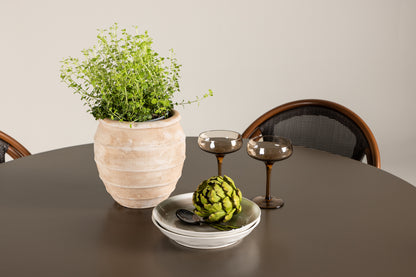 Rundt spisebord 120 Brun + Caféstol 2-pak Sort