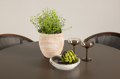 Rundt spisebord 120 Brun + Caféstol 2-pak Sort