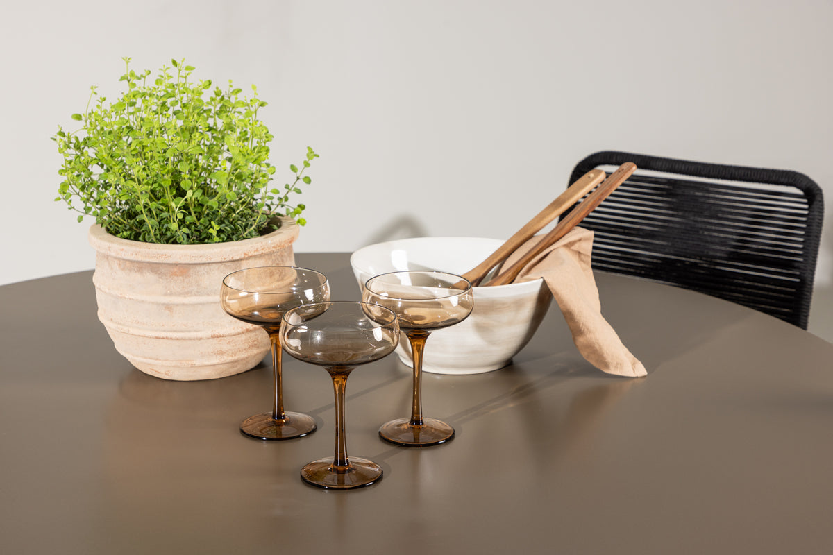 Spisebordsstol 2-pak Sort + Rundt Spisebord 120 Brun