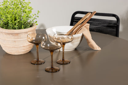 Spisebordsstol 2-pak Sort + Rundt Spisebord 120 Brun