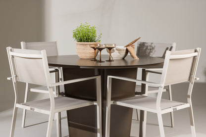 Copacabana & Santa Fe Spisebordsstole 2-pak Beige + Rundt Spisebord ⌀120 Brun