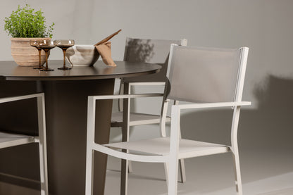 Copacabana & Santa Fe Spisebordsstole 2-pak Beige + Rundt Spisebord ⌀120 Brun