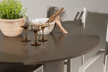 Copacabana & Santa Fe Spisebordsstole 2-pak Beige + Rundt Spisebord ⌀120 Brun