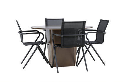 Spisebordsstol 6-pak Sort + Rundt Spisebord 120 Brun