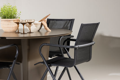 Spisebordsstol 6-pak Sort + Rundt Spisebord 120 Brun