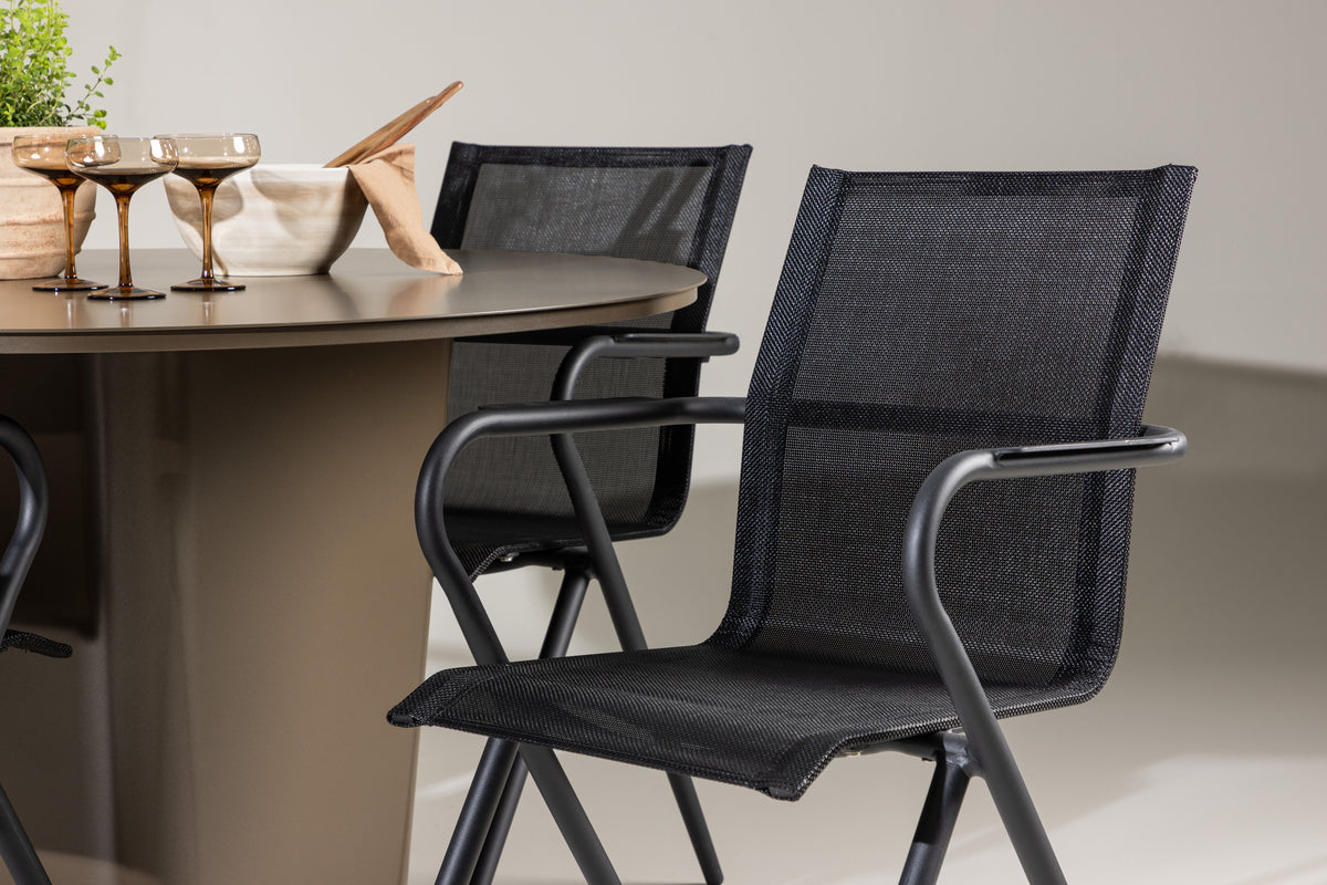 Spisebordsstol 6-pak Sort + Rundt Spisebord 120 Brun