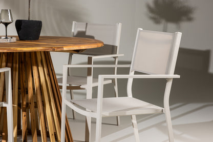 Copacabana & Lumpur Spisebordsstole 2-pak Beige + Rundt Spisebord ⌀120 Natur