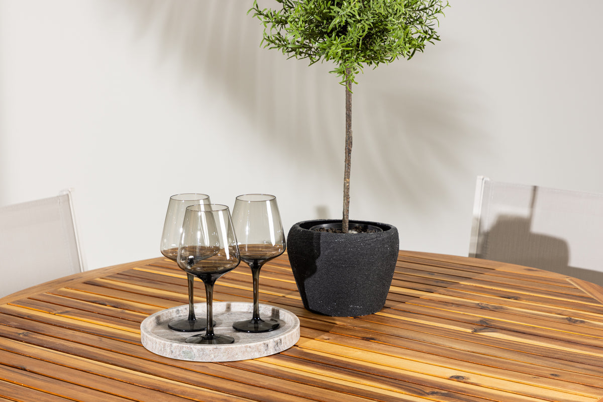 Copacabana & Lumpur Spisebordsstole 2-pak Beige + Rundt Spisebord ⌀120 Natur