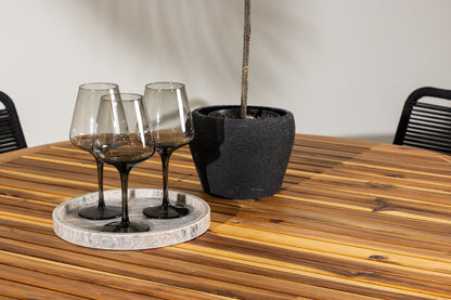 Spisebordsstol 2-pak Sort + Rundt Spisebord 120 Natur