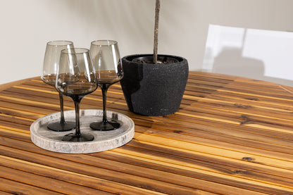 Alina & Lumpur Spisebordsstole 6-pak Hvid + Rundt Spisebord 120 Natur