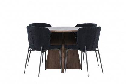 Rundt spisebord 110 Mocca + Spisebordsstol 2-pak Sort