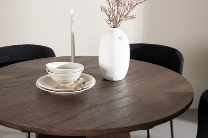 Rundt spisebord 110 Mocca + Spisebordsstol 2-pak Sort