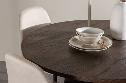 Spisebordsstol 2-pak Beige + Rundt spisebord 110 Mocca