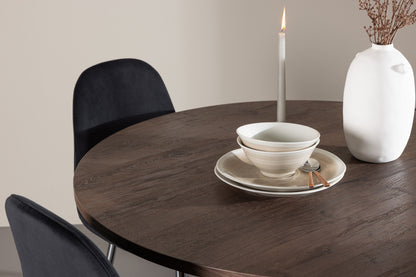 Spisebordsstol 2-pak Sort + Rundt Spisebord 110 Mocca