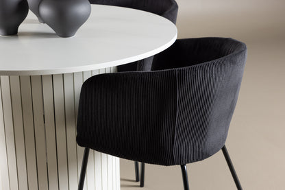 Spisebordsstol Sort + Rundt Spisebord 110 Hvid