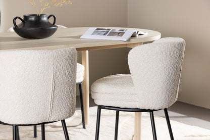 Oval Spisebord 180 x 90 Whitewash + Spisestol 2-pak Hvid