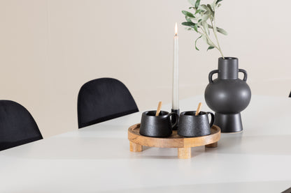 Spisebordsstol 2-pak Sort + Rektangulært Spisebord 180 x 90 Hvid