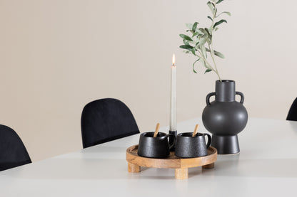 Spisebordsstol 2-pak Sort + Rektangulært Spisebord 180 x 90 Hvid