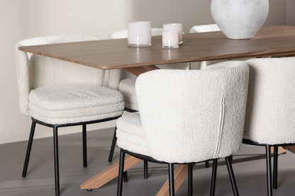 Spisebordsstol 2-pak Hvid + Rektangulært Spisebord 180 x 90 Mocca