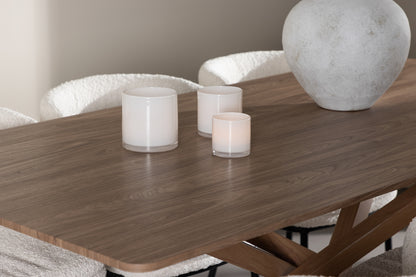 Spisebordsstol 2-pak Hvid + Rektangulært Spisebord 180 x 90 Mocca