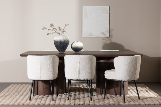 Agnes & Olivia Spisebordsstole 2-pak Hvid + Rektangulært Spisebord 210 x 100 Mocka