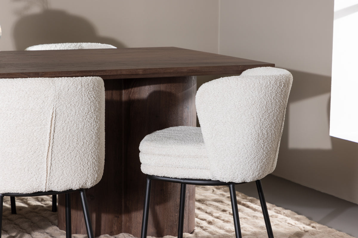 Agnes & Olivia Spisebordsstole 2-pak Hvid + Rektangulært Spisebord 210 x 100 Mocka