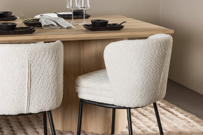 Spisebordsstol 2-pak Hvid + Rektangulært Spisebord 210 x 100 Natur