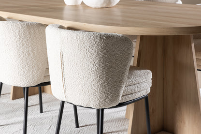 Oval Spisebord 230 x 115 Natur + Spisestuestol 2-pak Hvid