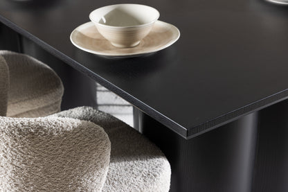 Agnes & Olivia Spisebordsstole 2-pak Hvid + Rektangulært Spisebord 210 x 100 Sort